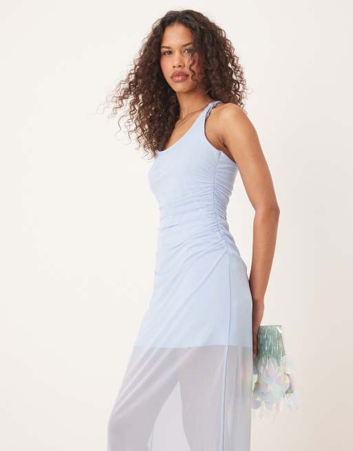 Abercrombie & Fitch mesh racerback maxi dress in blue | ASOS
