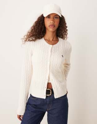 Abercrombie & Fitch micro cable knit cardigan with icon logo