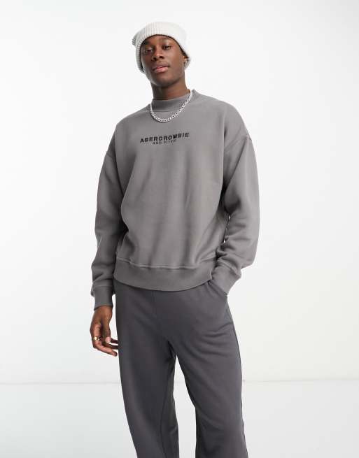 Abercrombie & Fitch - Micro Scale - Felpa grigio slavato con logo