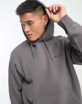 Abercrombie & Fitch micro scale logo hoodie in grey wash