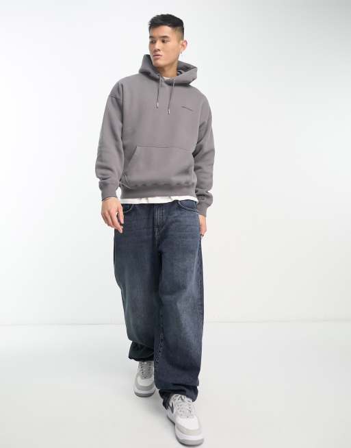 Abercrombie & Fitch micro scale logo hoodie in grey wash, 3 of 4