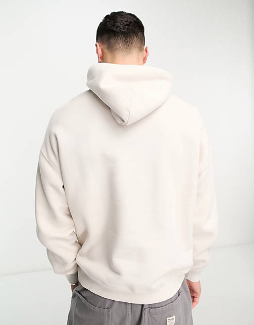 Zuidwest krullen Fabel Abercrombie & Fitch micro scale logo hoodie in white sand | ASOS