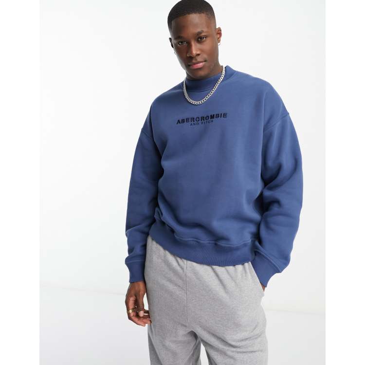 Abercrombie Fitch micro scale logo sweatshirt in blue ASOS