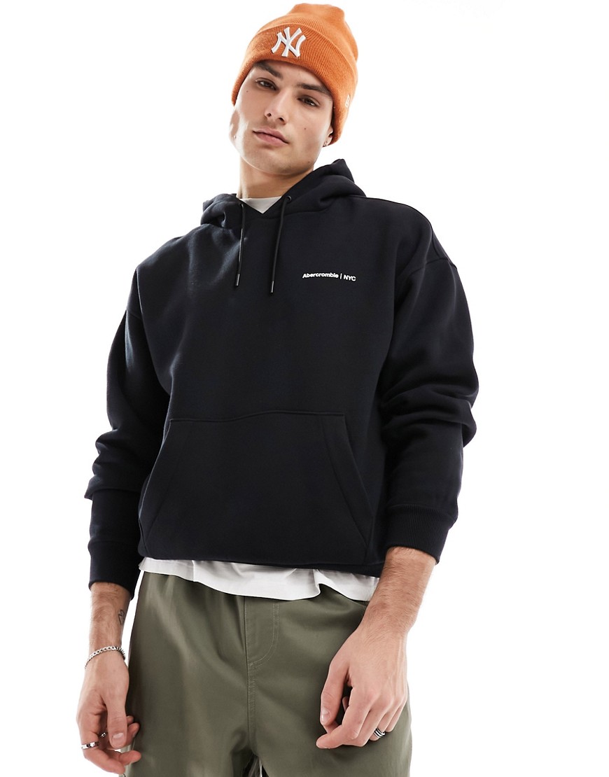 Abercrombie & Fitch microscale trend logo hoodie in black