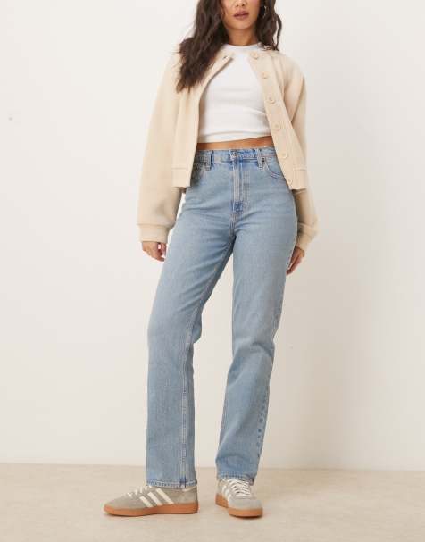 Abercrombie & Fitch mid rise 90s straight jeans in medium wash blue - view 1