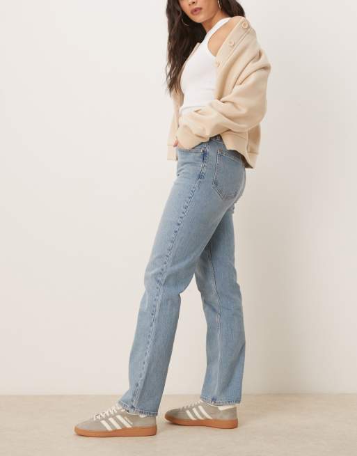 Abercrombie & Fitch mid rise 90s straight jeans in medium wash blue