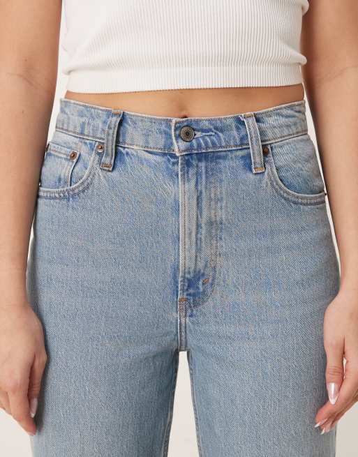Abercrombie & Fitch mid rise 90s straight jeans in medium wash blue