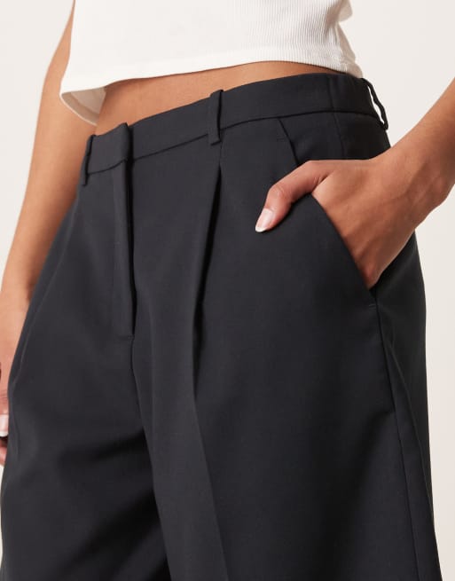 Abercrombie & Fitch mid rise bermuda shorts in black