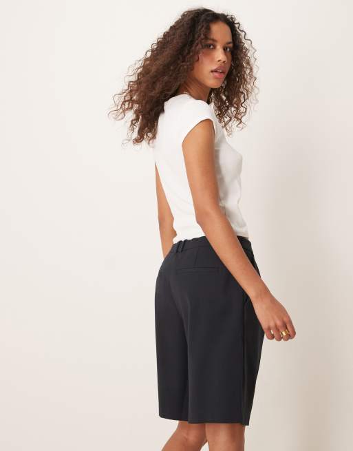 Abercrombie & Fitch mid rise bermuda shorts in black