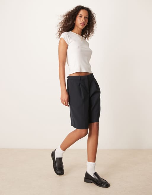 Abercrombie & Fitch mid rise bermuda shorts in black