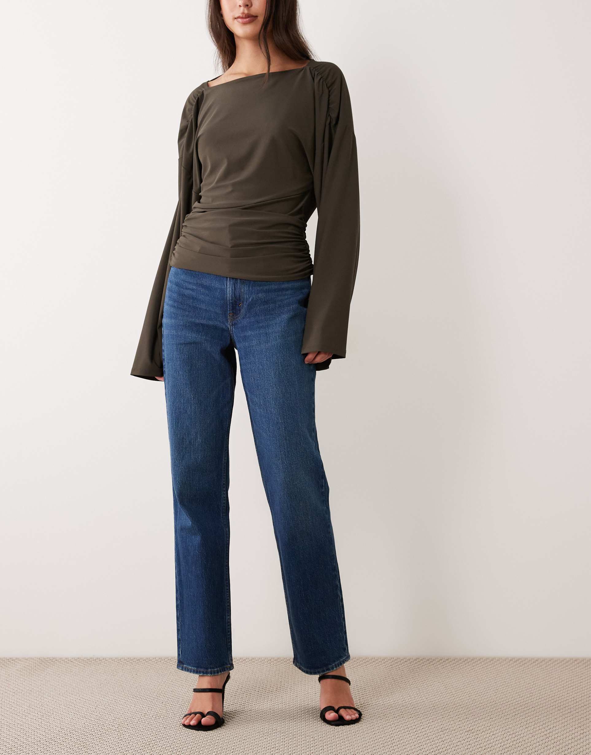 abercrombie & fitch mid rise bootcut jeans in indigo