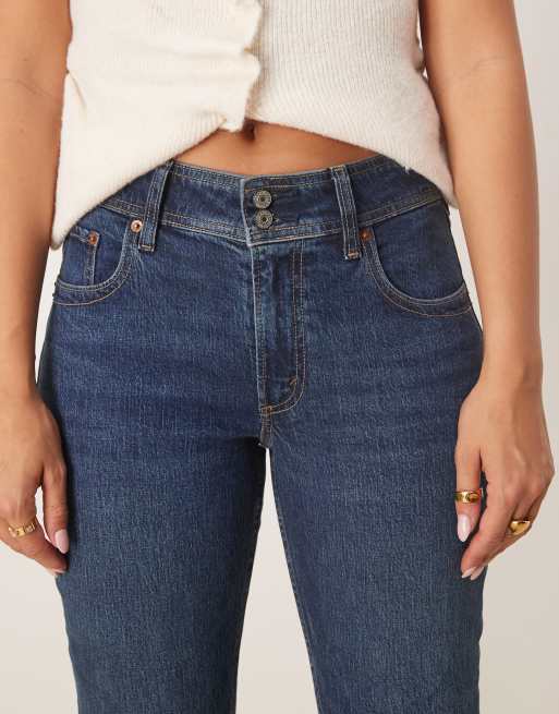 Abercrombie & Fitch mid rise bootcut jeans in vintage blue, 4 of 5