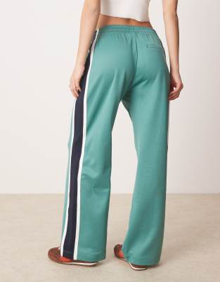 Abercrombie & Fitch Mid Rise Drawstring Track Pants In Blue