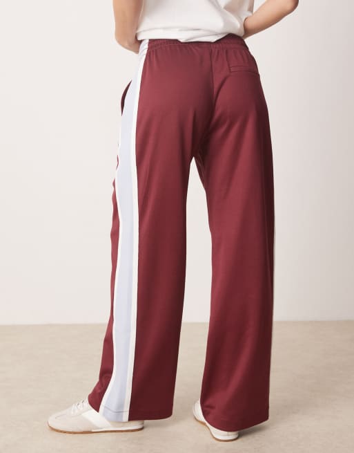 Abercrombie & Fitch mid rise drawstring track pants in red