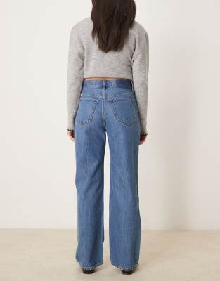 Abercrombie & Fitch Mid Rise Slouchy Fit Jeans In Blue
