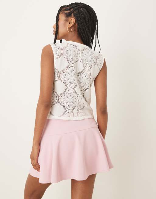 Abercrombie & Fitch mid rise mini skort in pink, 3 of 5