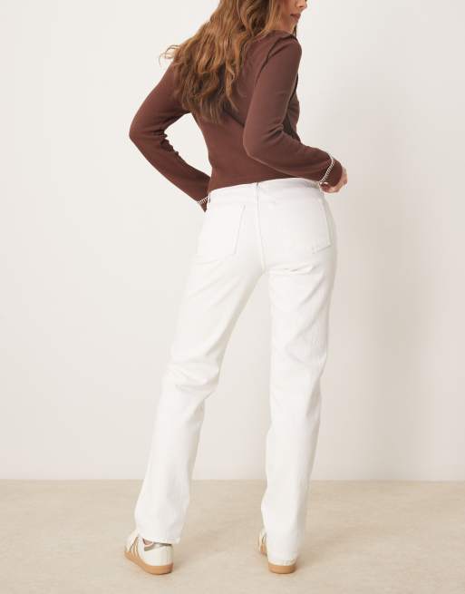 Abercrombie & Fitch mid rise straight jeans in white