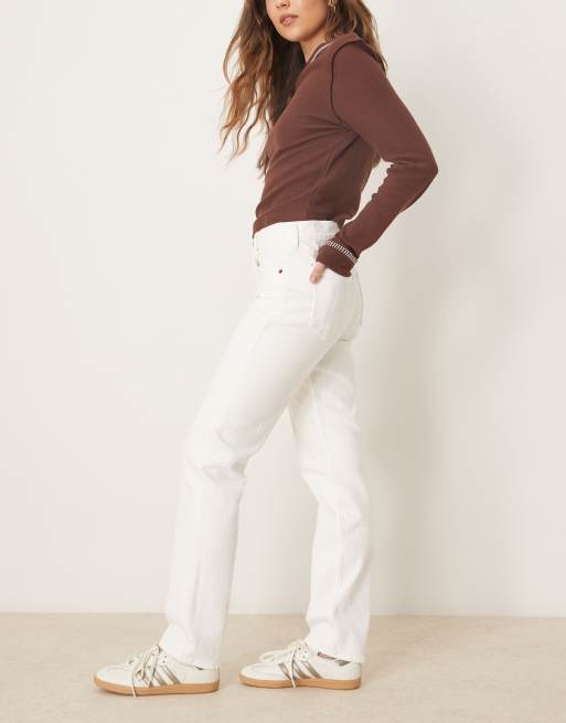 Abercrombie & Fitch mid rise straight jeans in white