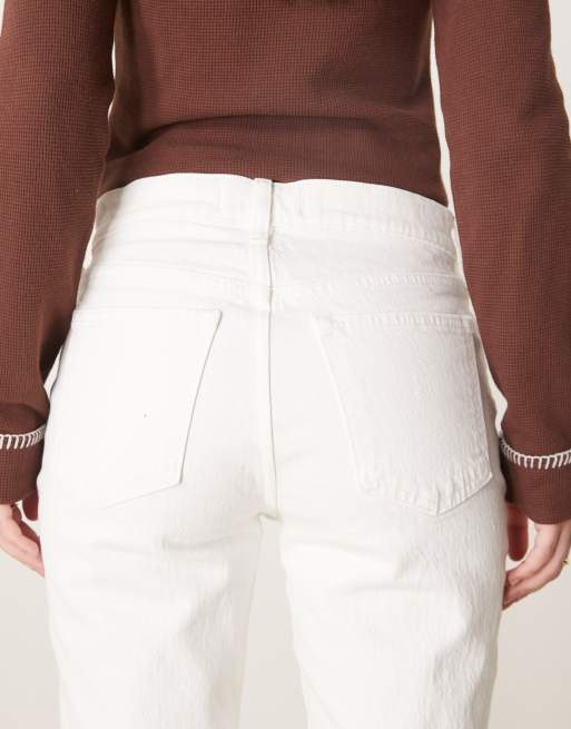 Abercrombie & Fitch mid rise straight jeans in white