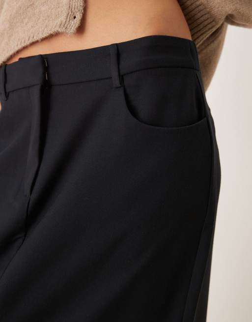 Abercrombie & Fitch mid rise tailored maxi skirt in black, 5 of 5