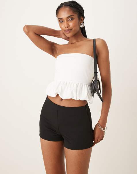 Abercrombie & Fitch mid rise tailored shorts in black - view 1