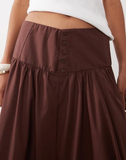 Abercrombie & Fitch midi A-linjeformad kjol set i brun, 4 av 5
