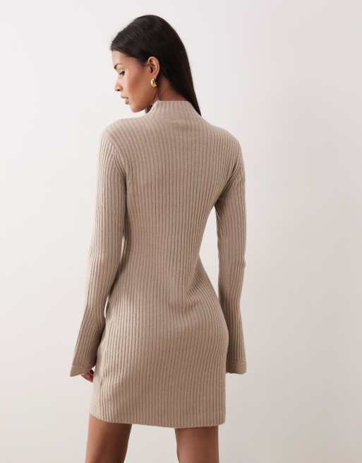 Abercrombie & Fitch – Midi-Pulloverkleid in Cremeweiß mit Stehkragen, 3 von 4