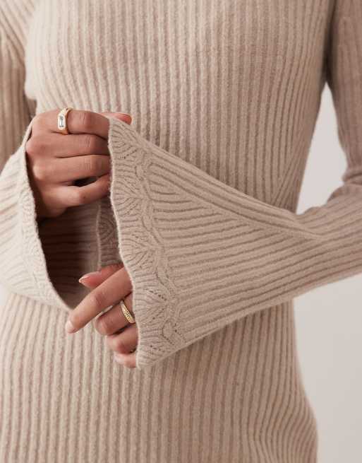 Abercrombie & Fitch – Midi-Pulloverkleid in Cremeweiß mit Stehkragen, 4 von 4