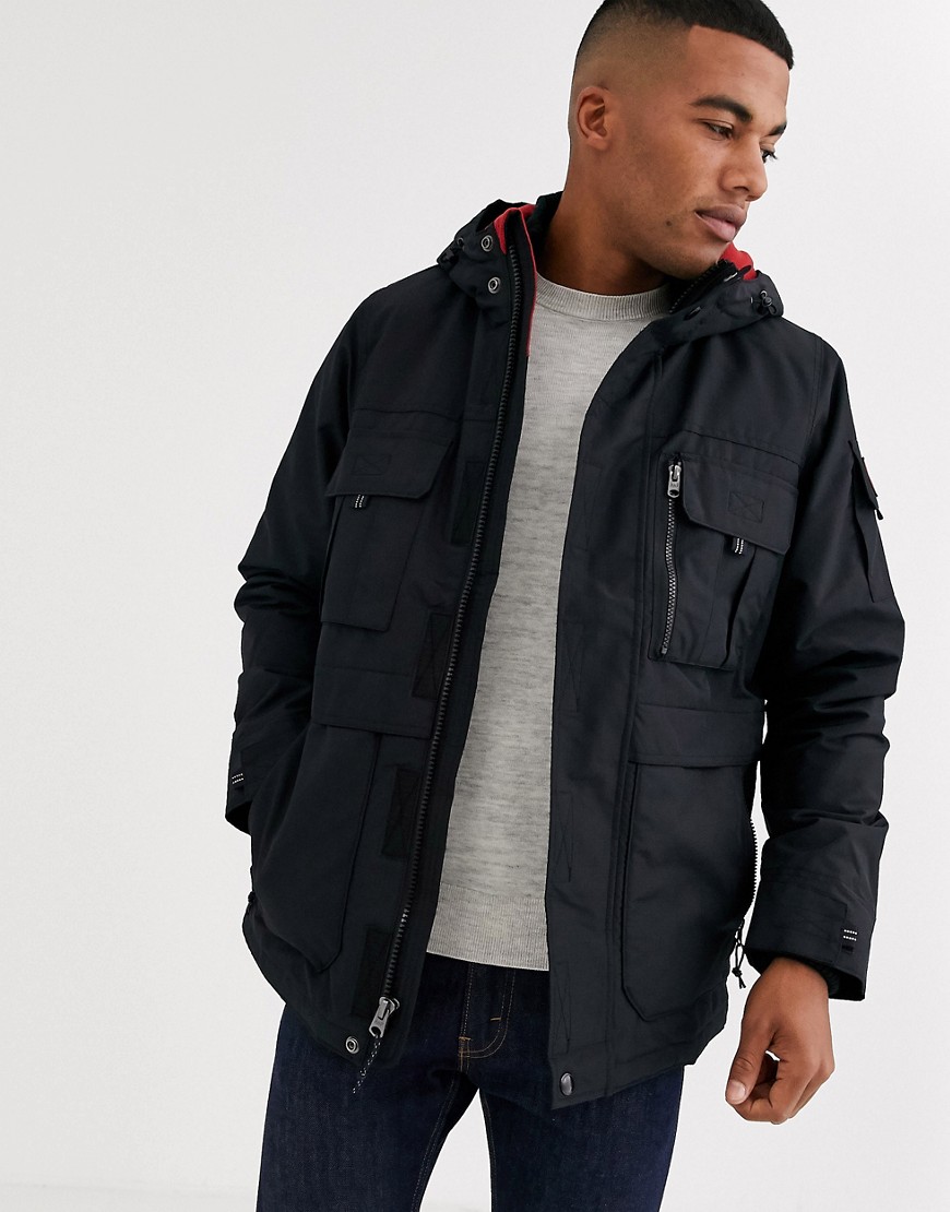 Abercrombie & Fitch midweight techhooded parka in black