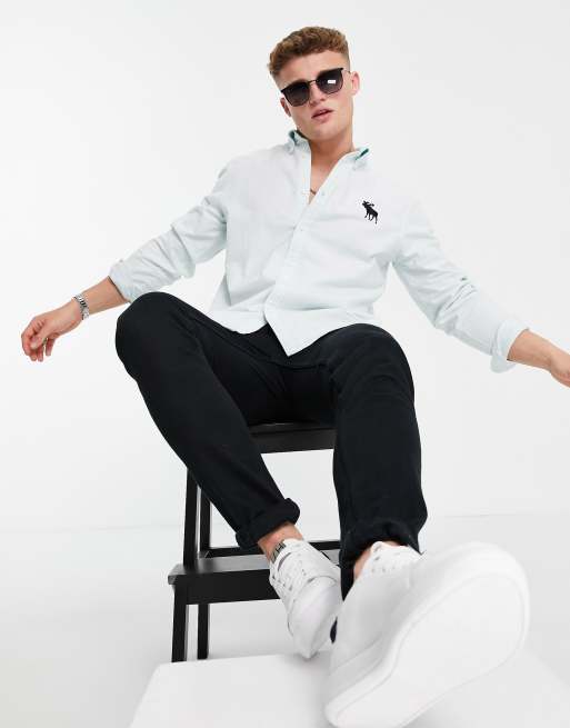Abercrombie & Fitch – Miętowa koszula oxford z dużym logo