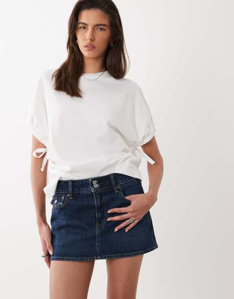 Abercrombie & Fitch mini denim skort in mid wash blue - view 1