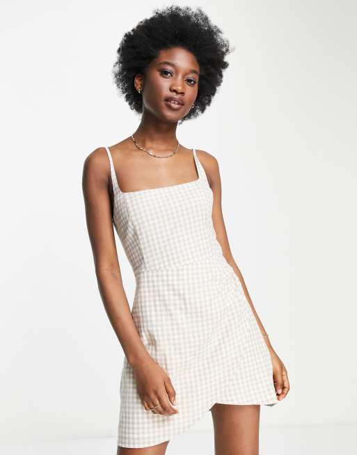 Beige 2024 gingham dress