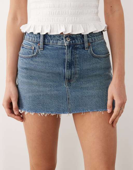 Abercrombie & Fitch – Mini-Jeansskort in blauer Vintage-Waschung, 2 von 5