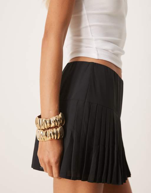 Mini Jupe Tulipe Plissée Noire Aqua Forever 21 - Taille 2 (XS/S) - Neuve Avec étiquette