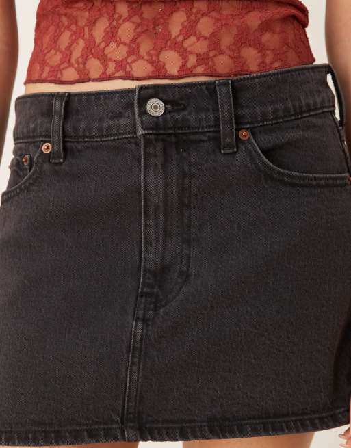 Abercrombie & Fitch - Mini jupe-short en jean à taille haute - Noir, 2 de 5