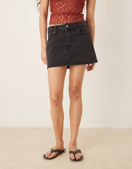 Abercrombie & Fitch - Mini jupe-short en jean à taille haute - Noir, 5 de 5