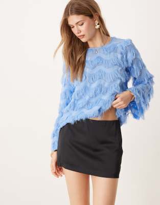 Abercrombie & Fitch - Mini jupe short ultra brillante à taille mi-haute - Noir