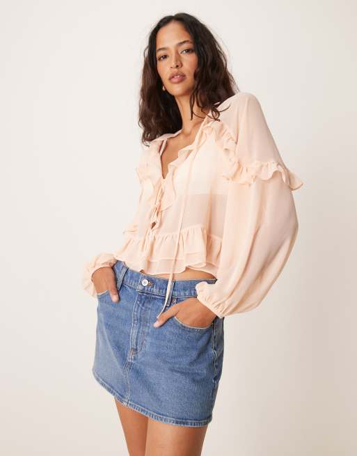 Abercrombie & Fitch mini skirt in blue denim