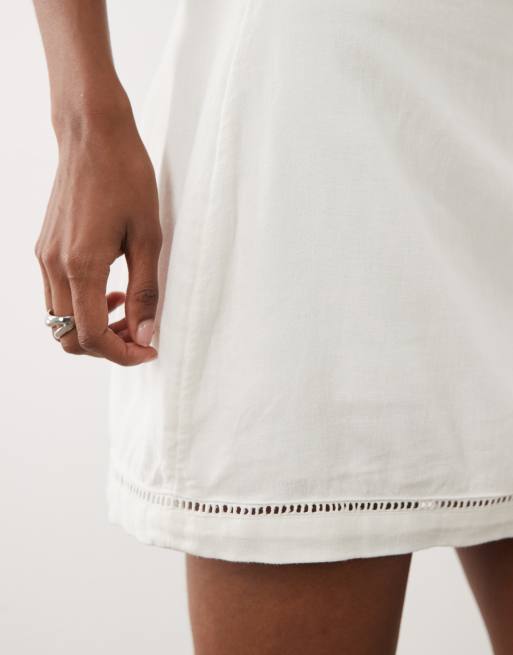 Abercrombie & Fitch - Minigonna pantalone in lino bianca, 3 di 5