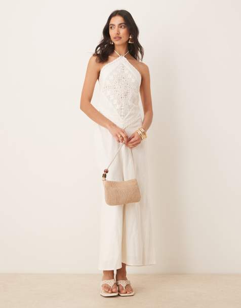 Abercrombie & Fitch – Minikleid in Weiß mit Schaloberteil, Cut-outs und Neckholder - view 1