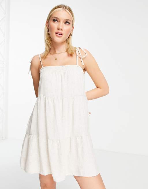 Abercrombie & Fitch – Minikleid in Weiß mit schmalen Trägern