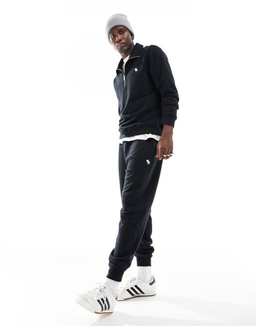 Abercrombie & Fitch – Mix and Match – Sweat-Jogginghose aus Frottee in Schwarz mit Markenlogo