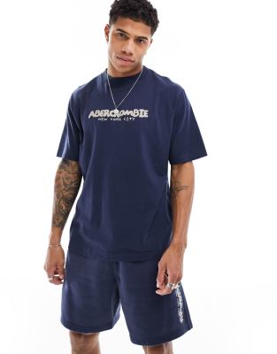 Abercrombie & Fitch - Mix en match - T-shirt met geborduurd logo in donkerblauw