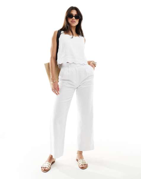 Abercrombie & Fitch - Mix og match - Sloane - Hvide bukser i hørblanding - view 1