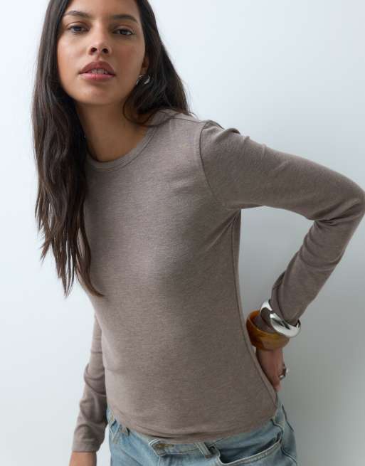 Abercrombie & Fitch mjuk långärmad topp i beige, 4 av 5