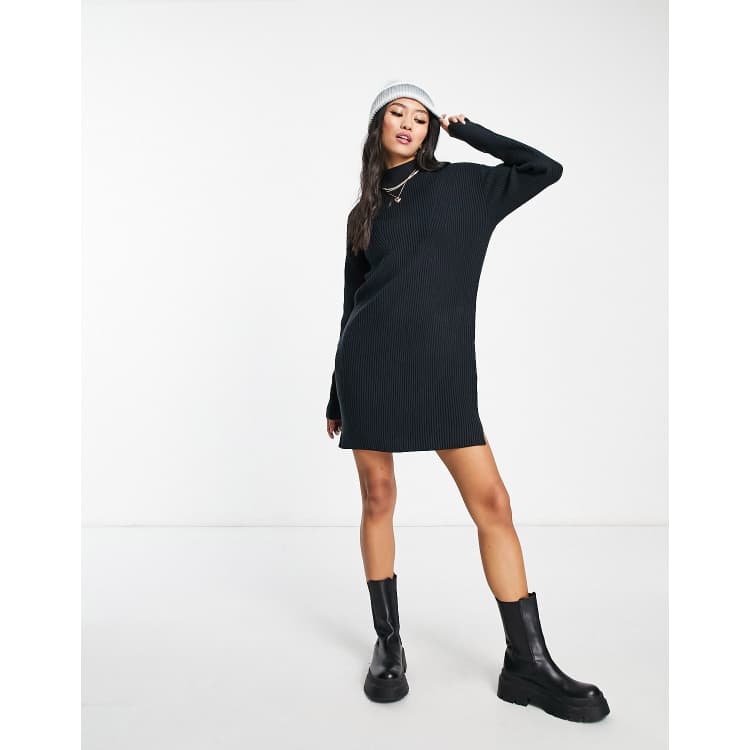 Abercrombie Fitch mock neck sweater dress in black