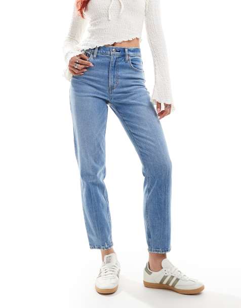 Abercrombie & Fitch mom fit jean in mid wash blue - view 1