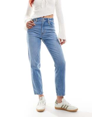 Abercrombie & Fitch mom fit jeans in mid wash blue