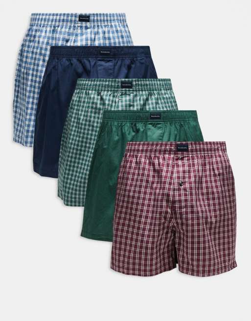 Abercrombie & Fitch – Mönstrade, vävda boxershorts med logga på midjan, 5-pack