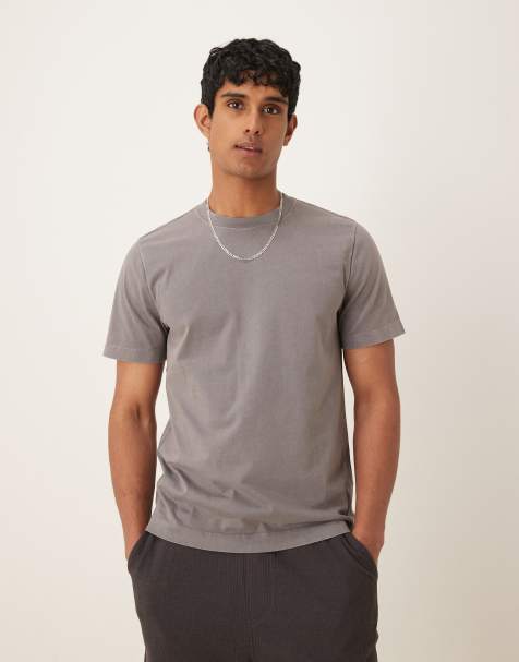 Abercrombie & Fitch – Mörkgrå klassisk T-shirt med tvättad finish - view 1